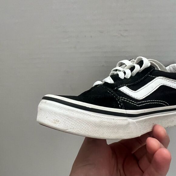 VANS Classic Old Skool Sneakers Kid Sz 2 Black Canvas Low Top Casual Skate Shoes - Picture 10 of 12